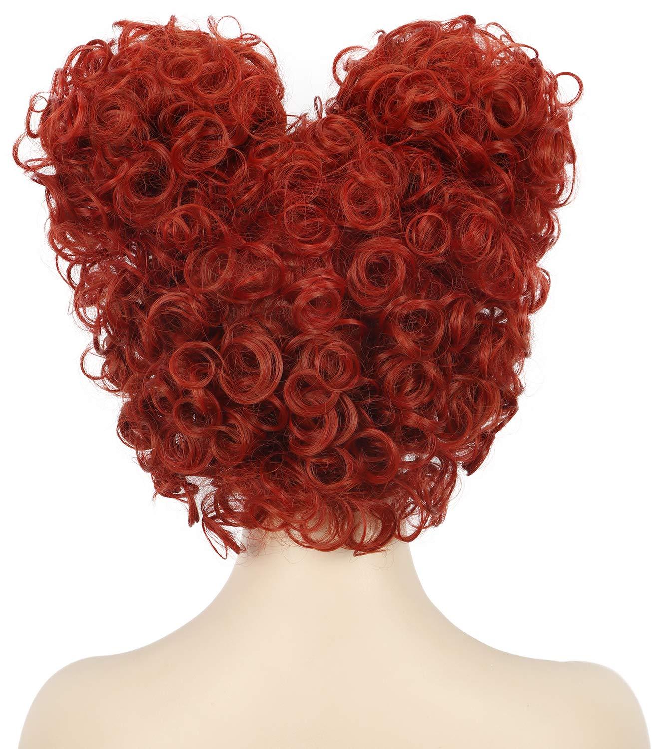 imagekarlery Adult Women Short Curly Red Bud Bal Wig Flat Bangs Updo Chignon Sanderson Costume Wig Halloween Cosplay Party Wig