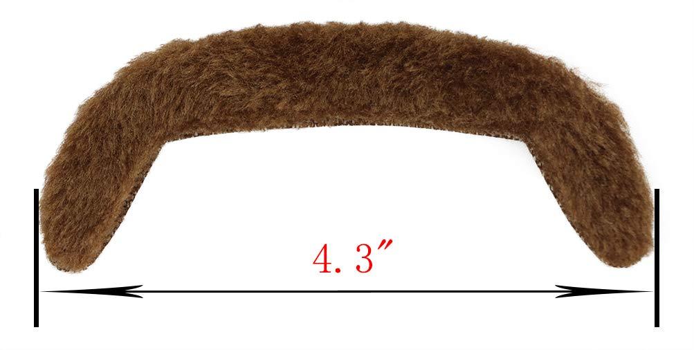 imagekarlery 3 Pieces Men Short Wavy Brown Wig with Necklace Moustache 70s 80s California Hippie Disco Singer Wig for Halloween Costume Party