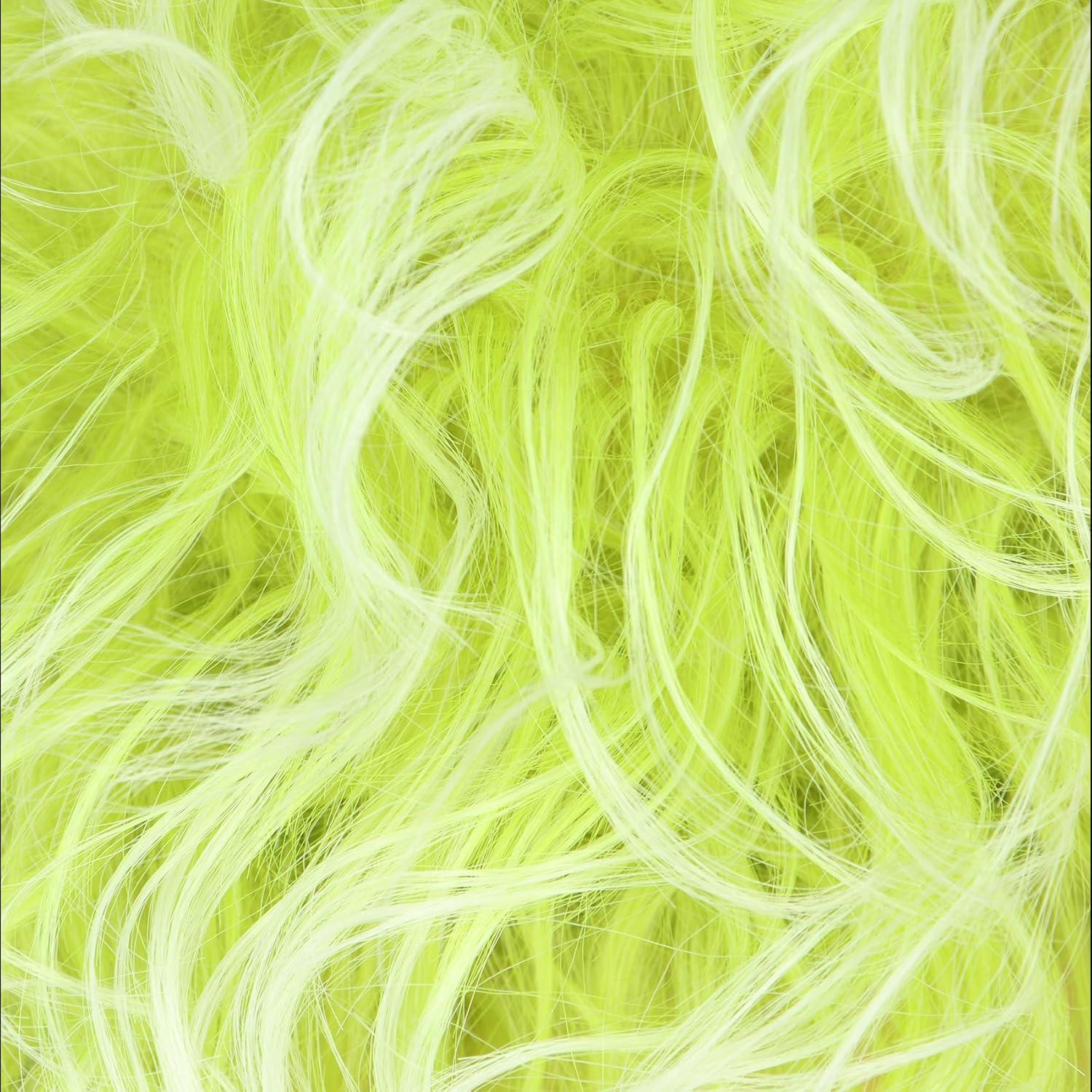 imagekarlery Adult Man Spiky Straight Short White Wig with Moustache Eyebrows Halloween Cosplay Costume Party WigGreen