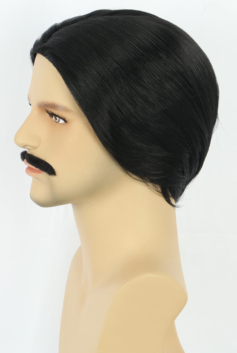 imagekarlery Men Short Black Mustache Wig 70s 80s Theme Party Halloween Cosplay Costume WigBlack