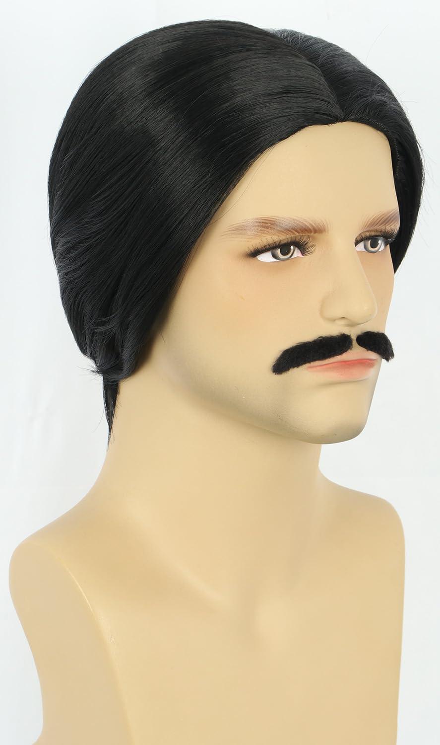imagekarlery Men Short Black Mustache Wig 70s 80s Theme Party Halloween Cosplay Costume WigBlack