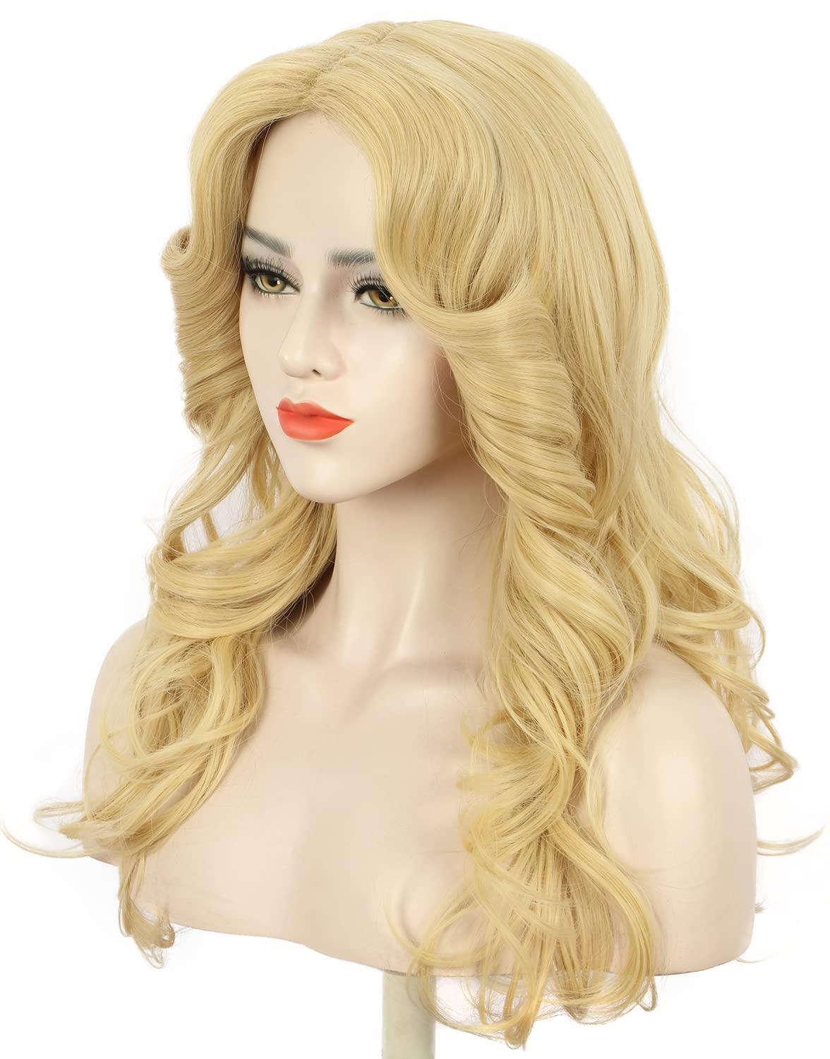 image:imagekarlery Women 70s Feathered Wig Long Light Blonde Wave Disco Wig Vintage Costume Wig for Party Fashion AccessoryBlonde