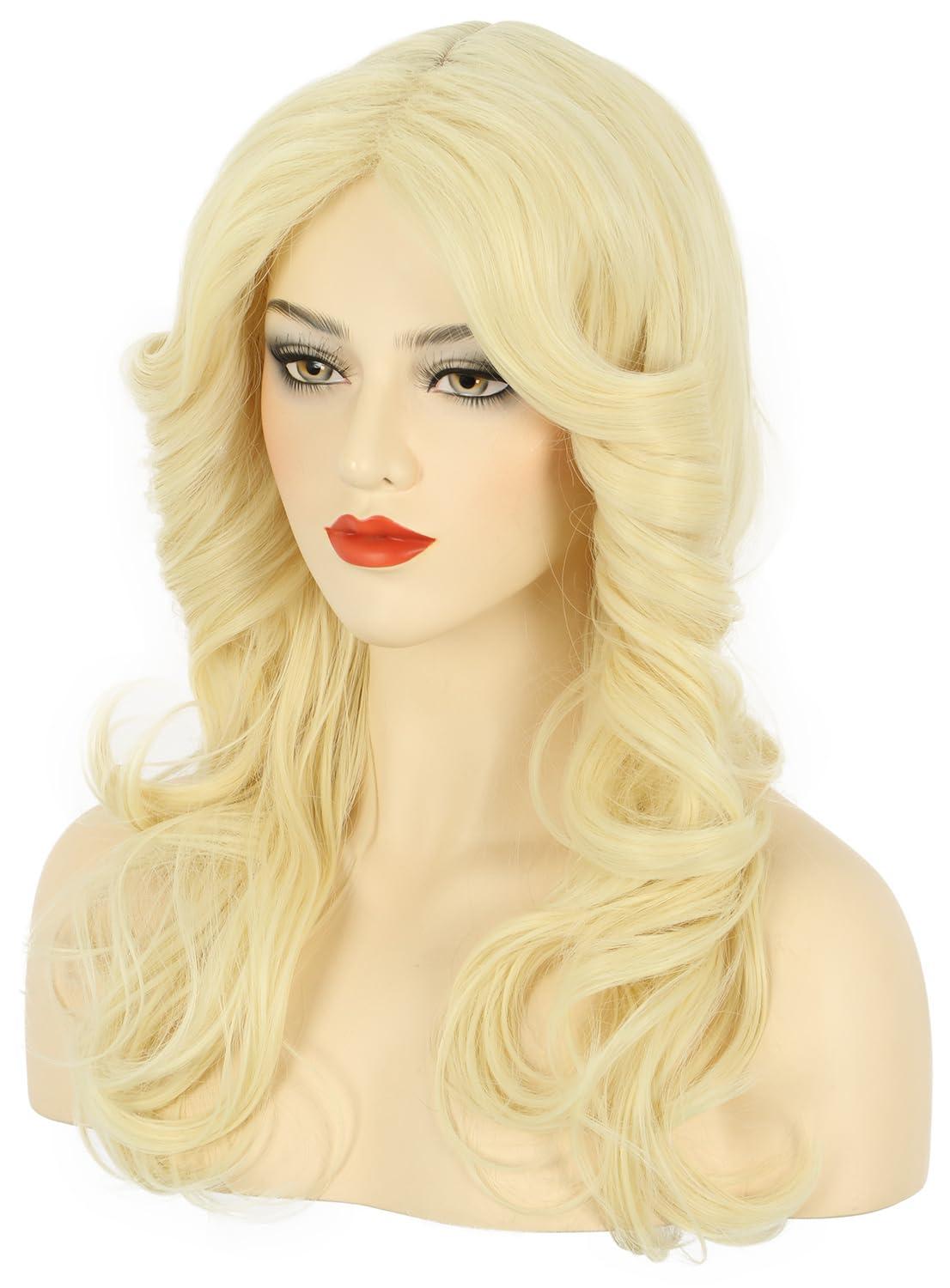 image:imagekarlery Women 70s Feathered Wig Long Light Blonde Wave Disco Wig Vintage Costume Wig for Party Fashion AccessoryLight Blonde