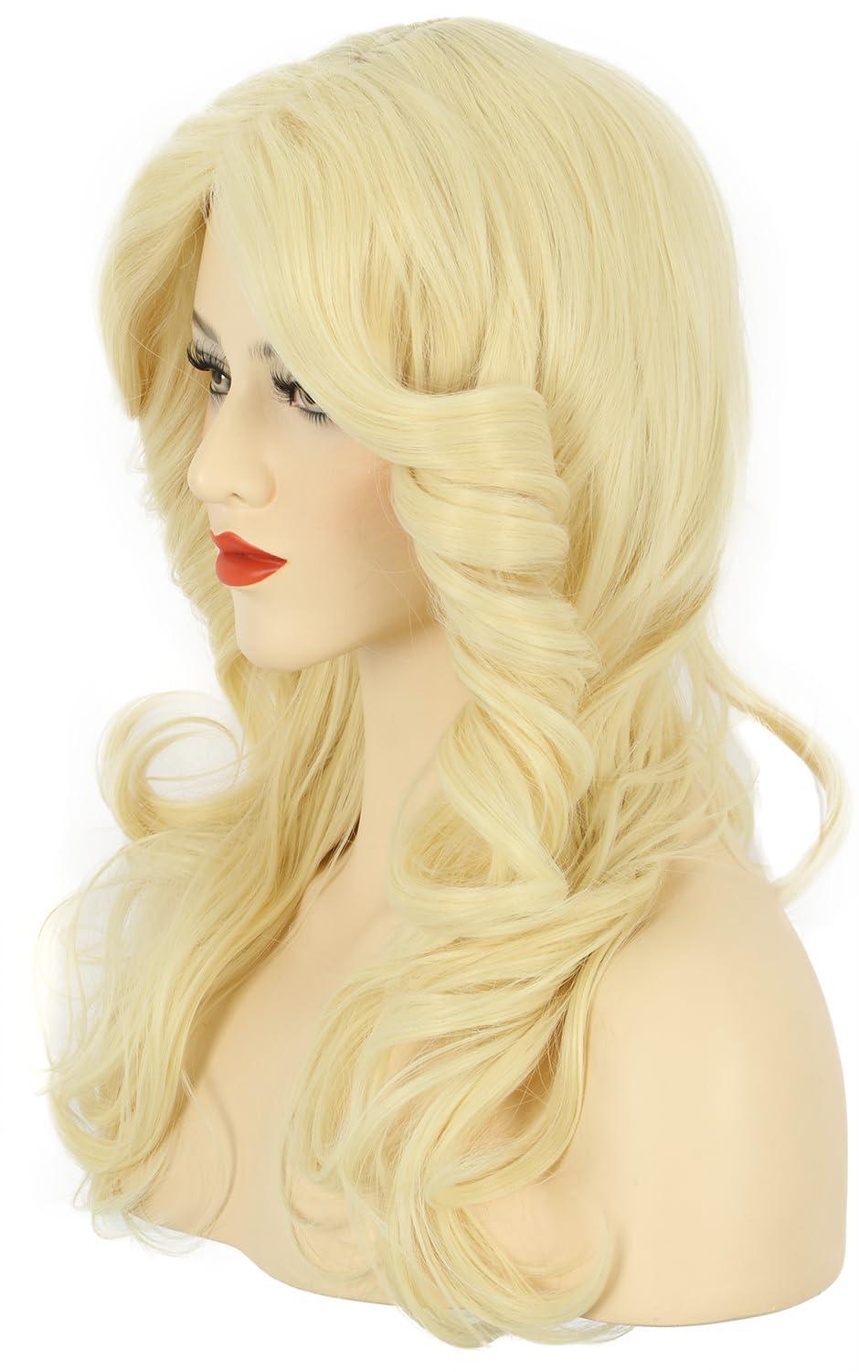 image:imagekarlery Women 70s Feathered Wig Long Light Blonde Wave Disco Wig Vintage Costume Wig for Party Fashion AccessoryLight Blonde