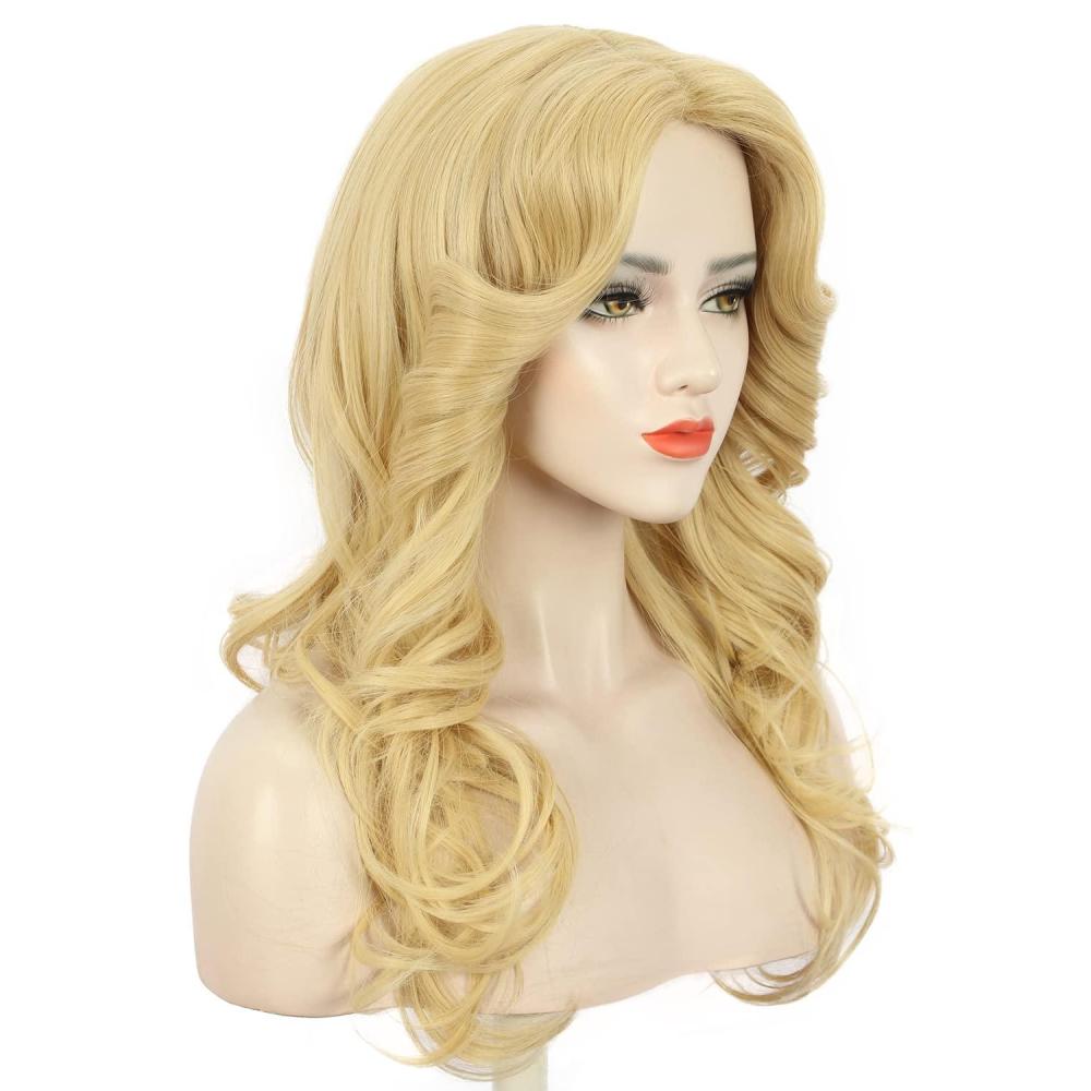 image:imagekarlery Women 70s Feathered Wig Long Light Blonde Wave Disco Wig Vintage Costume Wig for Party Fashion AccessoryBlonde