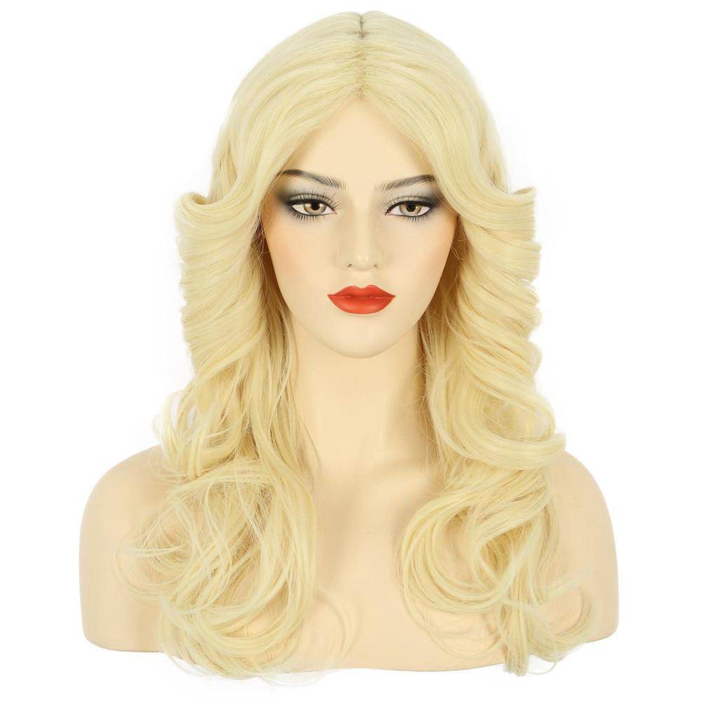 image:imagekarlery Women 70s Feathered Wig Long Light Blonde Wave Disco Wig Vintage Costume Wig for Party Fashion AccessoryLight Blonde