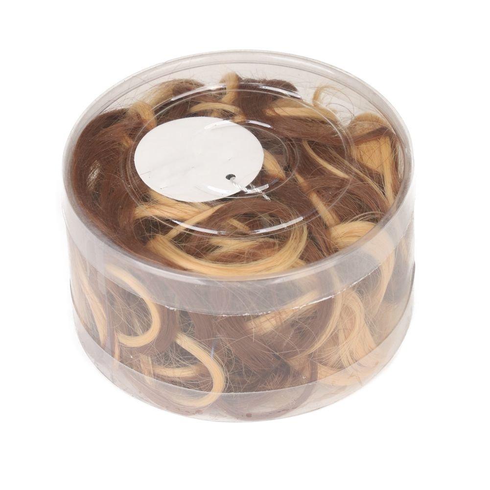 image:imagekarlery Women Short Brown and Gold Curly Bud Ball Wig Updo Chignon Bun Extensions Scrunchy Messy Hair Scrunchies Hair Pieces093530