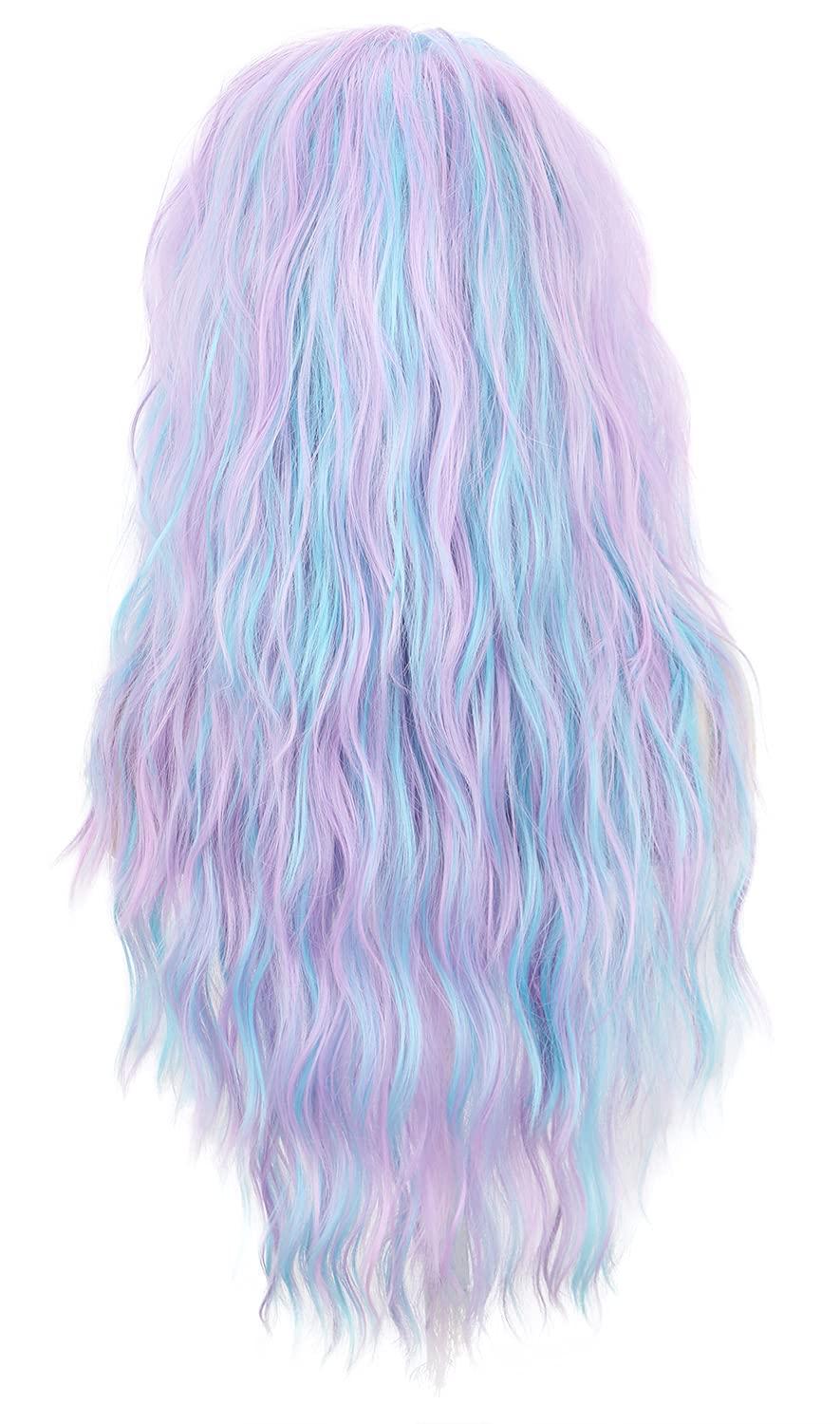 image:imagekarlery 30 Adult Women Long Wave Blue and Purple Wig Halloween Cosplay Costume Party Wig
