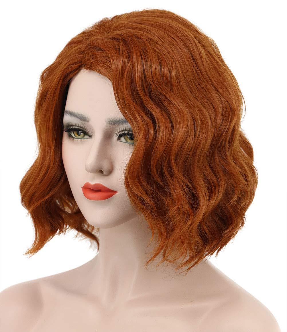 image:imagekarlery Adult Women Short Bob Wave Orange Wig Halloween Cosplay Wig Anime Costume Party WigShort Orange