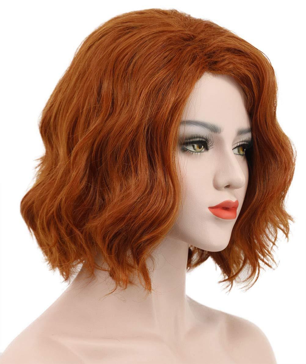 image:imagekarlery Adult Women Short Bob Wave Orange Wig Halloween Cosplay Wig Anime Costume Party WigShort Orange