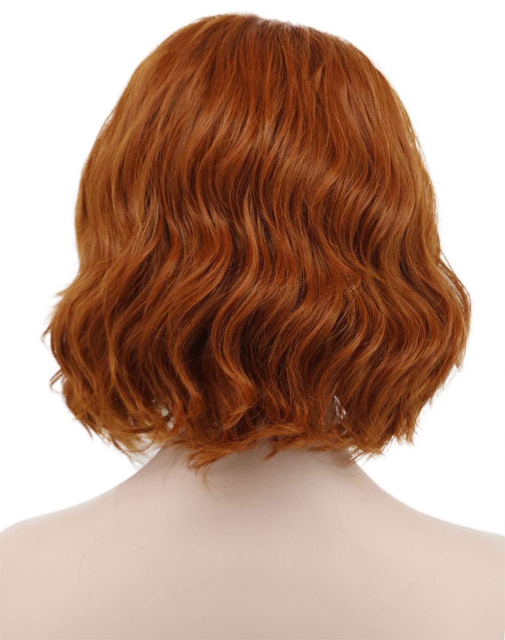 image:imagekarlery Adult Women Short Bob Wave Orange Wig Halloween Cosplay Wig Anime Costume Party WigShort Orange
