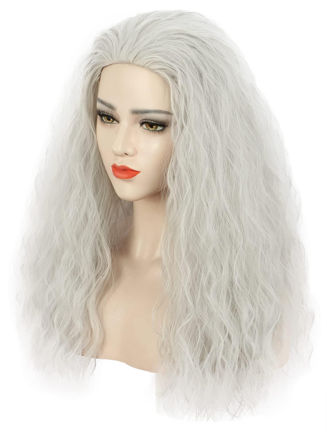 image:imagekarlery Old Lady Grandma Wig Long Curly Fluffy Silver Grey Witch Cosplay Costume Halloween Party WigGrey