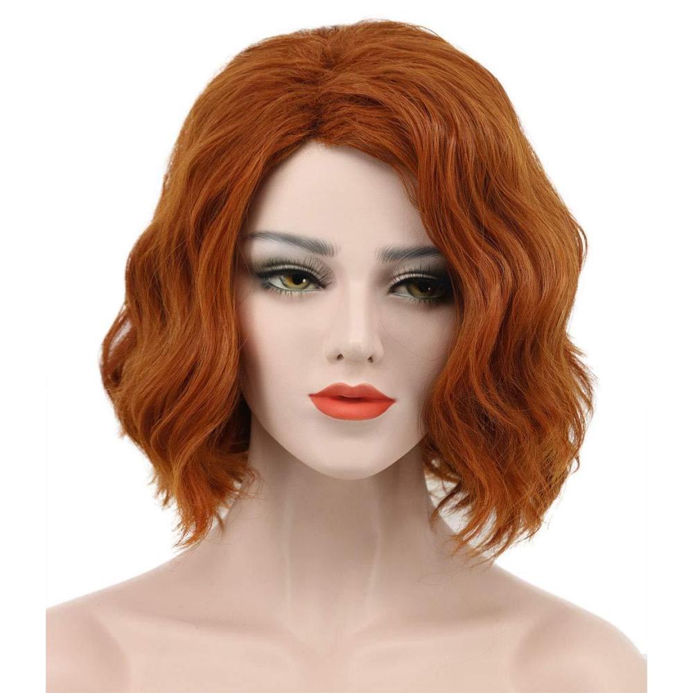 image:imagekarlery Adult Women Short Bob Wave Orange Wig Halloween Cosplay Wig Anime Costume Party WigShort Orange