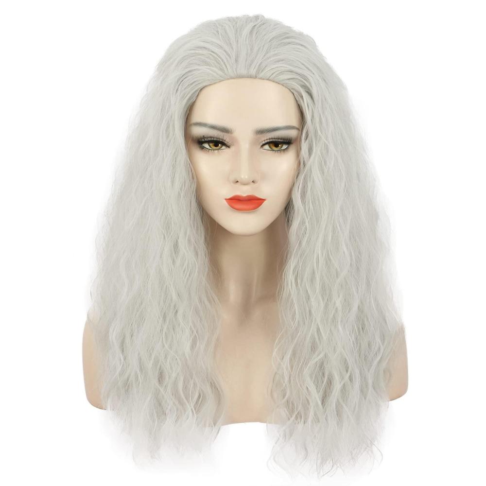 image:imagekarlery Old Lady Grandma Wig Long Curly Fluffy Silver Grey Witch Cosplay Costume Halloween Party WigGrey
