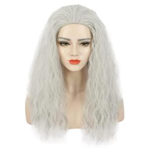 karlery Old Lady Grandma Wig Long Curly Fluffy Silver Grey Witch Cosplay Costume Halloween Party Wig(Grey)