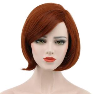 karlery Women’s Short Bob Straight Dark Orange Wig Halloween Cosplay Wig Anime Costume Party Wig