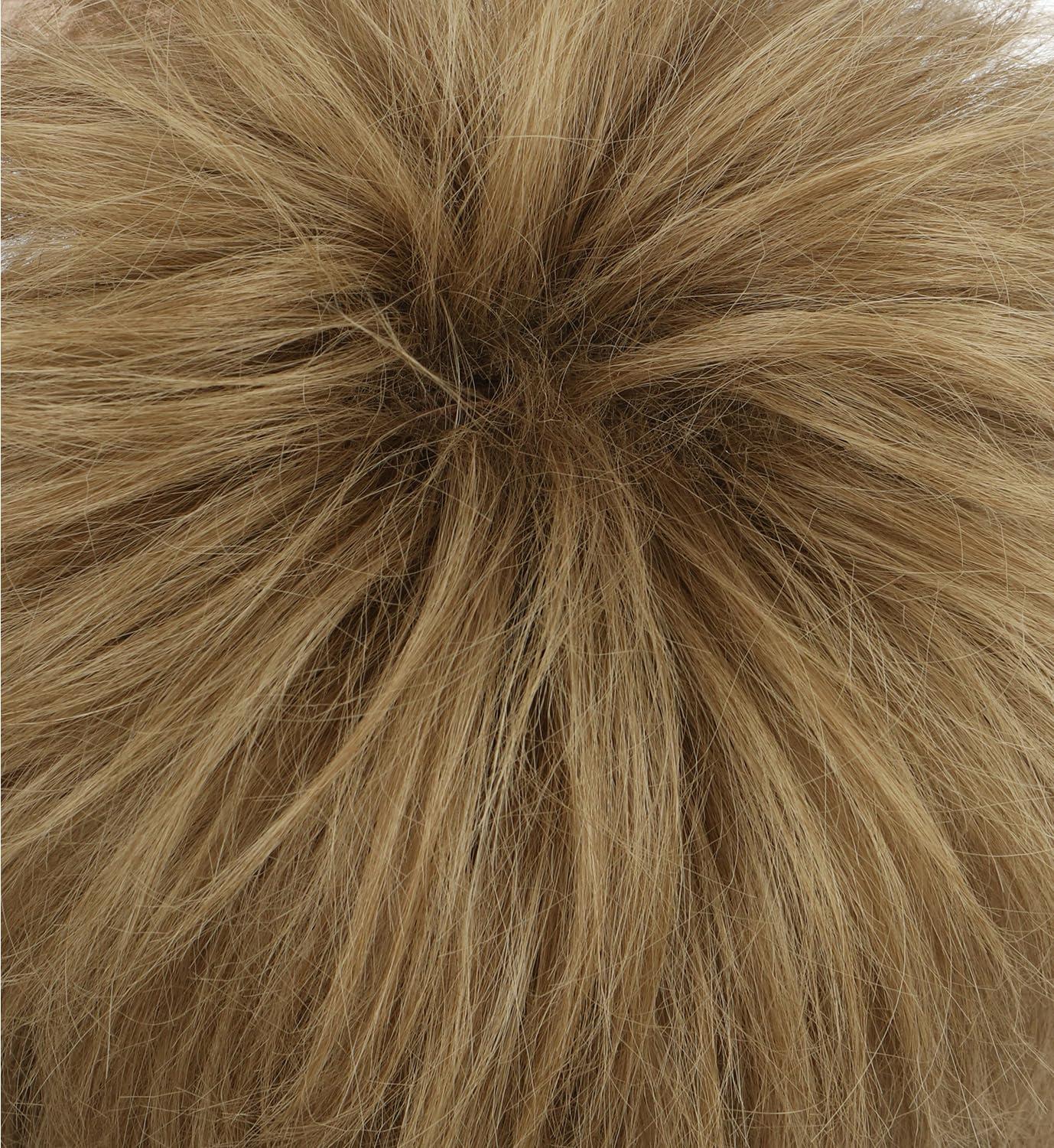 image:imagekarlery Women Men Long Curly Light Brown Wig with Necklace 70s 80s Rocker Mullet Costume Wig Halloween Cosplay Party Wig